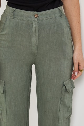 Pantalon cargo en lin - Kaki