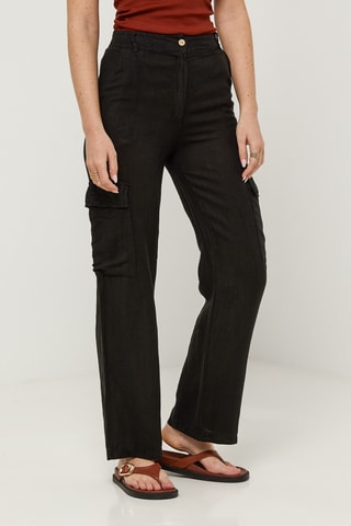 Pantalón cargo de lino - Negro