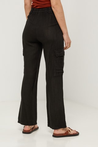 Pantalón cargo de lino - Negro