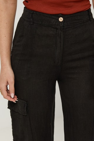 Pantalón cargo de lino - Negro