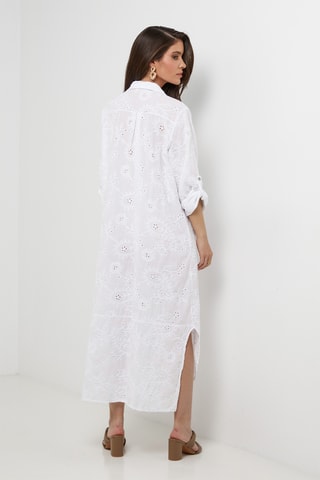 Vestido camisero de lino - Blanco