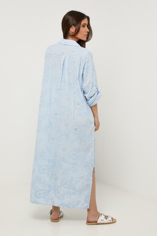 Vestido camisero de lino - Azul claro