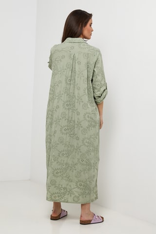 Vestido camisero de lino - Caqui