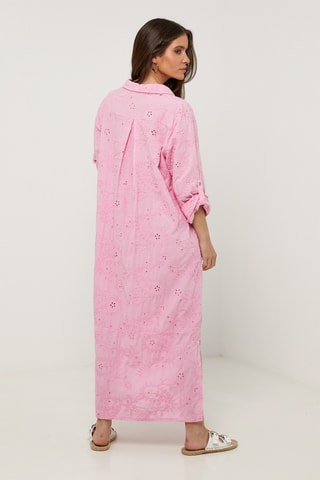 Vestido camisero de lino - Rosa
