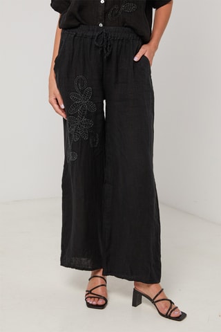 Pantalón de lino - Negro