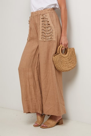 Pantalón de lino - Camel