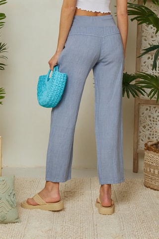 Pantalón recto de lino - Índigo