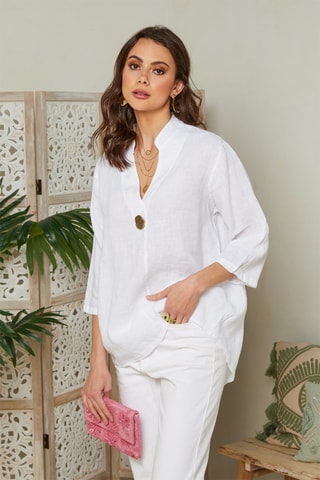 Blusa de lino - Blanco
