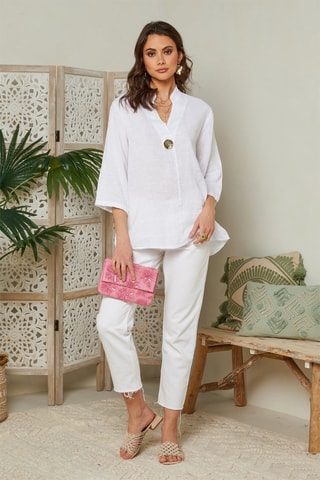 Blusa de lino - Blanco