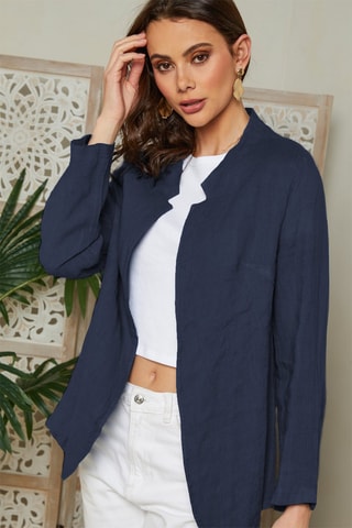 Chaqueta de lino - Azul