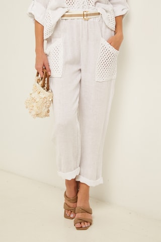 Pantalon droit 7/8 en lin - Blanc