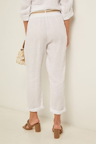 Pantalon droit 7/8 en lin - Blanc