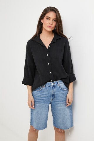 Camisa de lino - Negro
