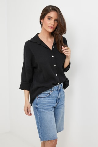 Camisa de lino - Negro
