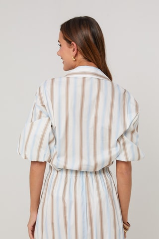 Top de lino - Blanco y azul