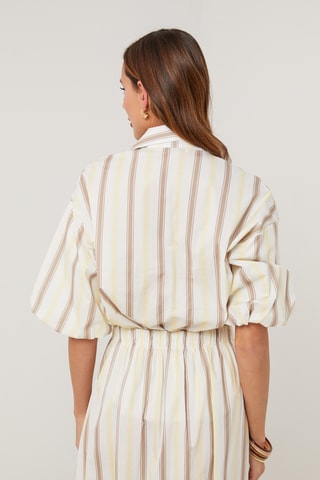 Top de lino - Blanco y amarillo