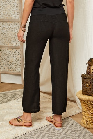 Pantalón recto de lino - Negro