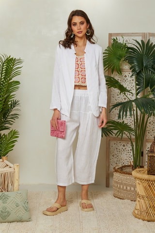 Chaqueta de lino - Blanco