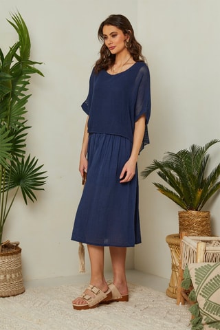 Vestido efecto doble prenda - Azul marino
