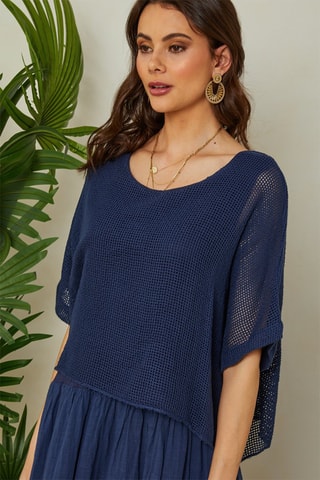Vestido efecto doble prenda - Azul marino