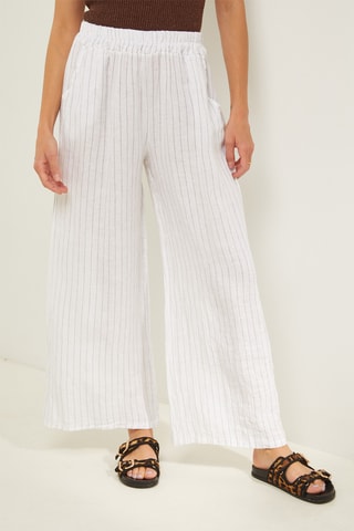Pantalón loose de lino - Blanco