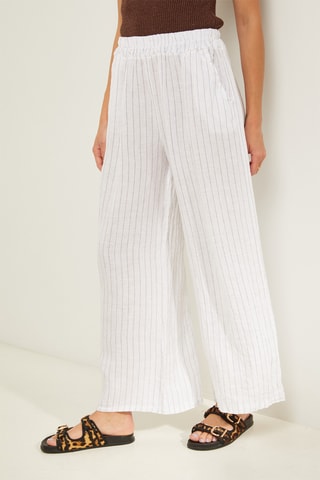 Pantalón loose de lino - Blanco
