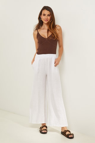 Pantalón loose de lino - Blanco