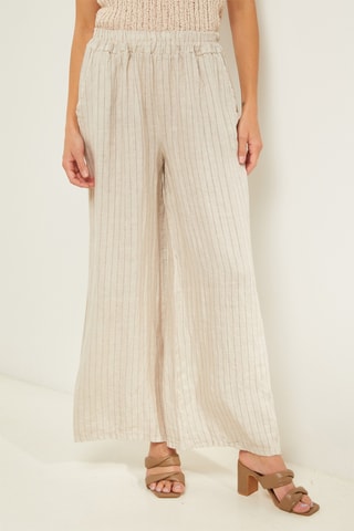 Pantalón loose de lino - Beige