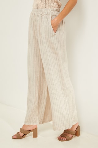 Pantalón loose de lino - Beige