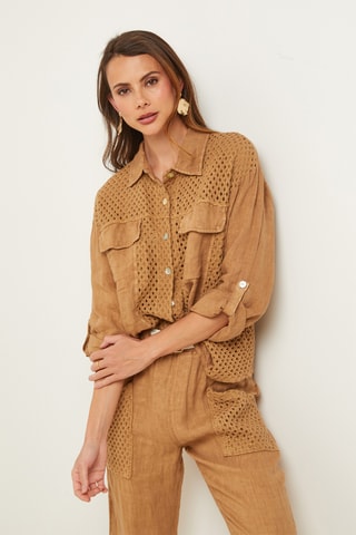 Camisa de lino - Camel