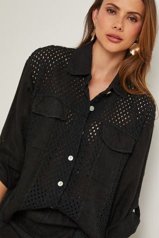 Camisa de lino - Negro