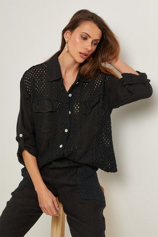 Camisa de lino - Negro