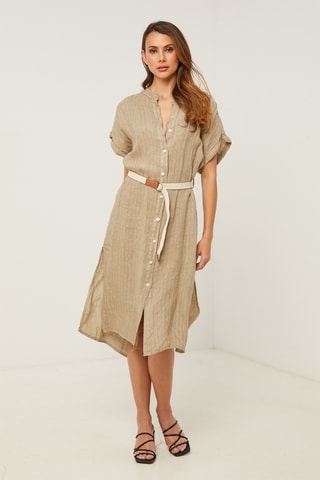 Vestido camisero de lino - Topo
