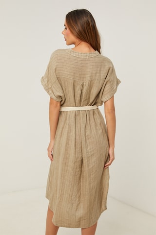 Vestido camisero de lino - Topo