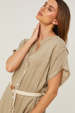 Vestido camisero de lino - Topo