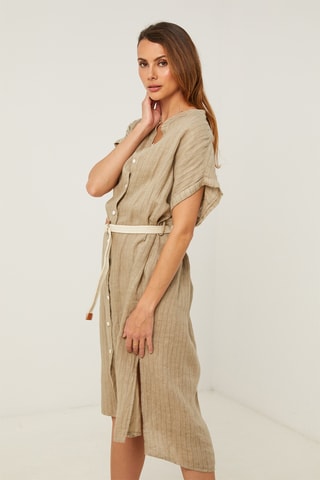 Vestido camisero de lino - Topo