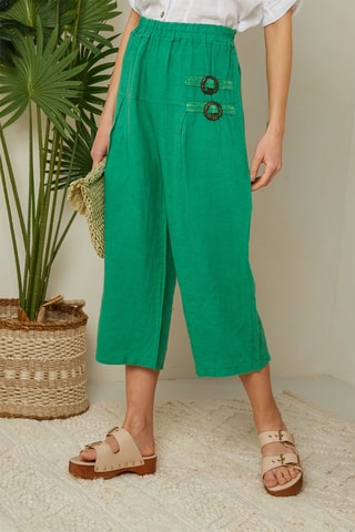 Pantalón pirata de lino - Verde