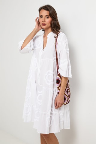 Vestido camisero de lino - Blanco