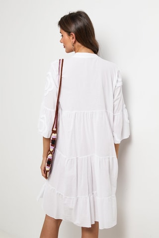 Vestido camisero de lino - Blanco