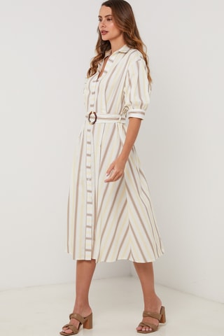 Vestido camisero - Amarillo y blanco