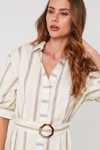 Vestido camisero - Amarillo y blanco