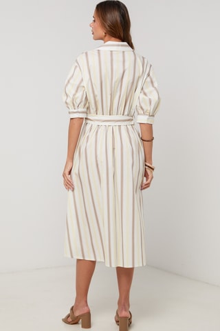 Vestido camisero - Amarillo y blanco