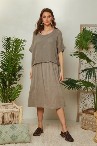 Vestido efecto doble prenda - Topo