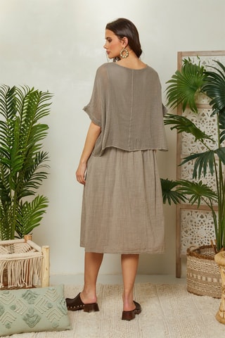 Vestido efecto doble prenda - Topo