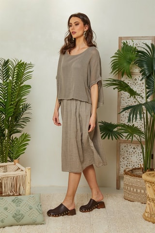 Vestido efecto doble prenda - Topo
