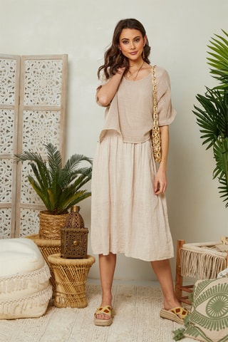 Vestido efecto doble prenda - Beige
