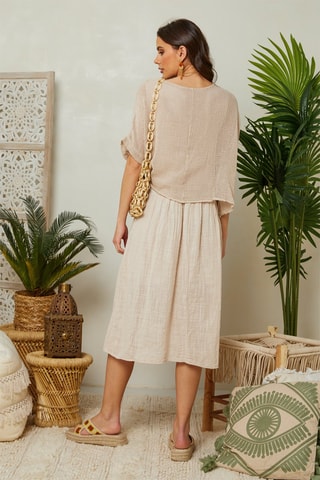 Vestido efecto doble prenda - Beige