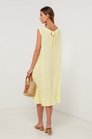 Vestido trapecio de lino - Amarillo