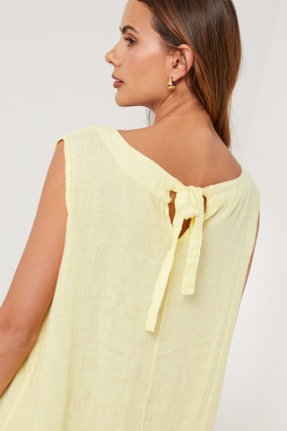 Vestido trapecio de lino - Amarillo
