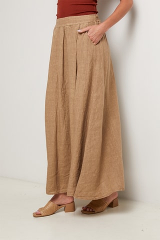Falda larga de lino - Camel